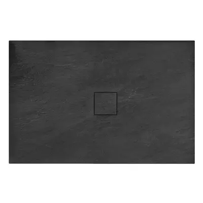 Rea BLACK STONE - Kő zuhanytálca 80 x 120 x 3,5 cm + szifon, fekete, REA-K9602