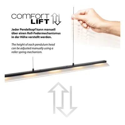 Design függőlámpa fekete, beépített, dimmelhető LED-del, 3 fokozatú Easylift rendszerrel - Nele