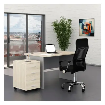 Irodabútor szett SimpleOffice 1, 120 cm, világos tölgy / szürke