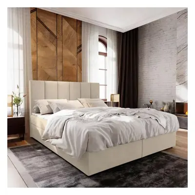 Kárpitozott boxspring ágy MERALIS 160x200 cm bézs Matrac: Bonell rugós matrac