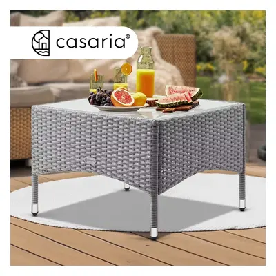 Casaria® Rattan asztal 58x58x42 cm - szürke