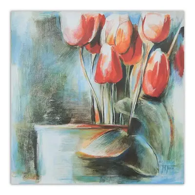 Gario Vászonkép Vörös tulipánok vázában Méret: 30 x 30 cm