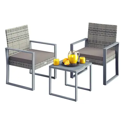 Casaria® Rattan erkélygarnitúra 1+2 - szürke