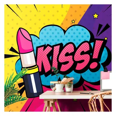 Tapéta pop art rúzs - KISS!