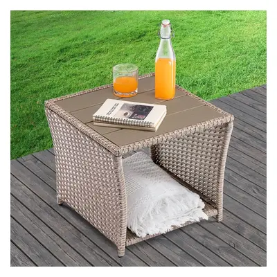 Casaria® Vedis rattan asztal 45x45x40 cm - krém