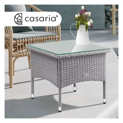 Casaria® Rattan asztal 50x50x45 cm - szürke