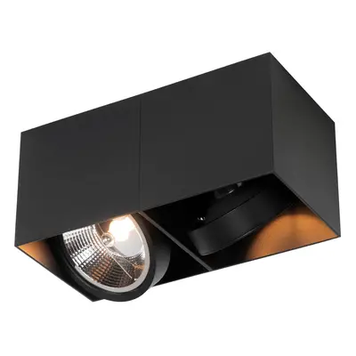 Design spot fekete téglalap alakú AR111 2-light - Doboz