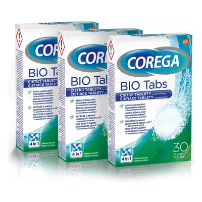 Corega Glaxo Smithkline Bio Tabs tisztító tabletta fogsorokhoz 3x30 db