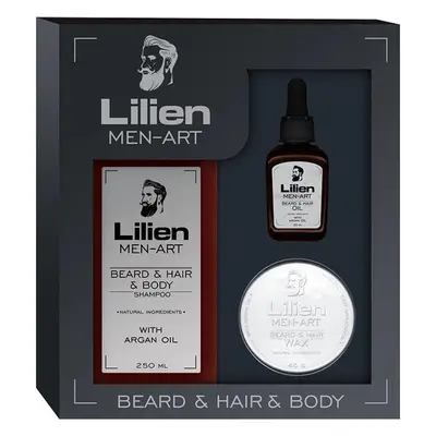 Lilien Men-Art Beard & Hair & Body Shampoo univerzális sampon 250 ml + tápláló olaj 30 ml + hajf