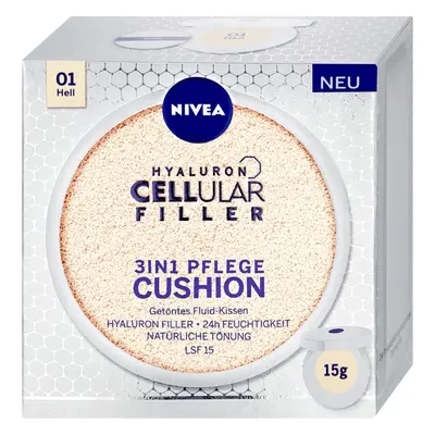 Nivea Hyaluron Cellular Filler 3 az 1-ben ápoló tonizáló krém smink szivacsban 01 Light 15 g