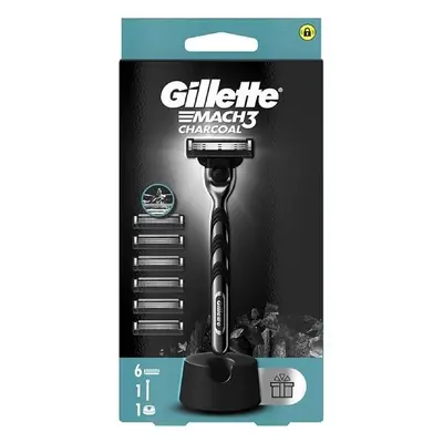 Gillette Mach3 Charcoal + 6 fej + szabad állvány