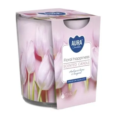 Aura Bispol illatos gyertya üvegben Floral Happiness 100g