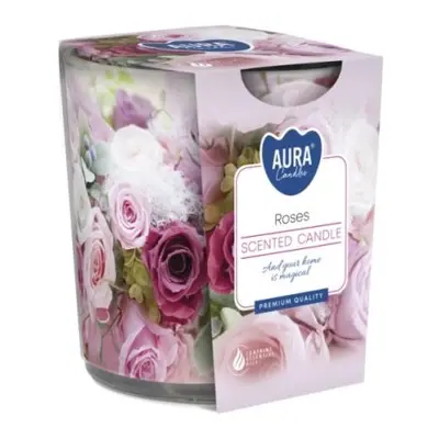 Aura Bispol illatos gyertya üvegben Roses 100g