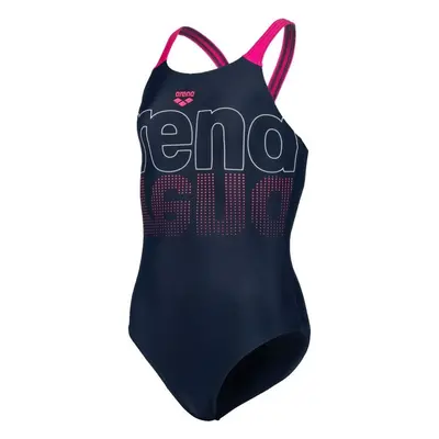 Arena girls swimsuit v back graphic navy/freak rose 116cm