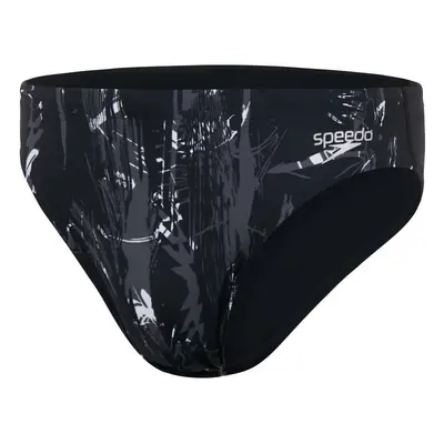 Speedo allover 7cm brief black/white/usa charcoal s - uk32