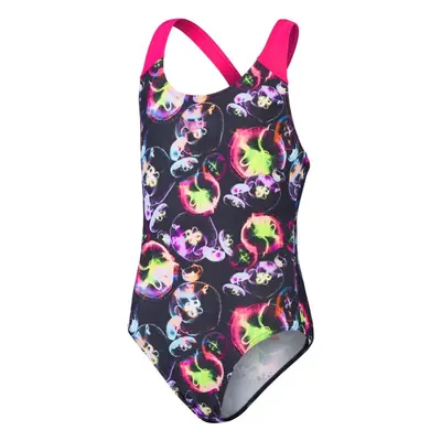 Speedo allover splashback girl black/pink/indigo glow/blue/lumo green