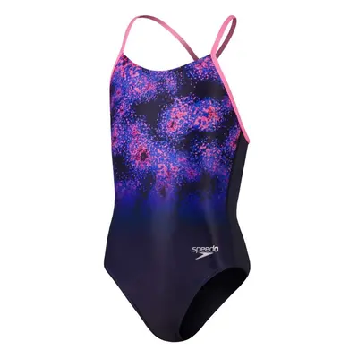 Speedo placement lane line back girls navy/pink/cobalt pop 164cm