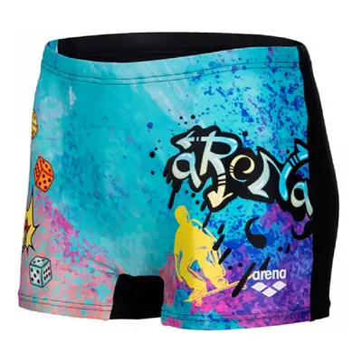 Arena boys swim short placement black/multi 140cm