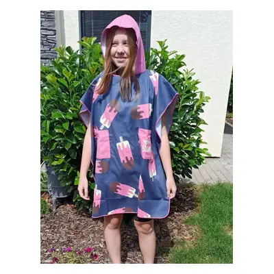 Poncsó borntoswim ice cream poncho blue/pink m