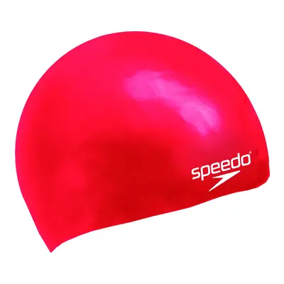 Speedo plain moulded silicone junior cap fehér/piros