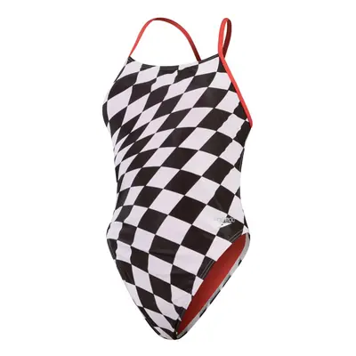 Speedo womens allover digital tie back chequered flag s - uk32