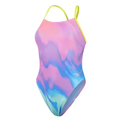 Speedo womens allover digital tie back - pastel ripples l - uk36