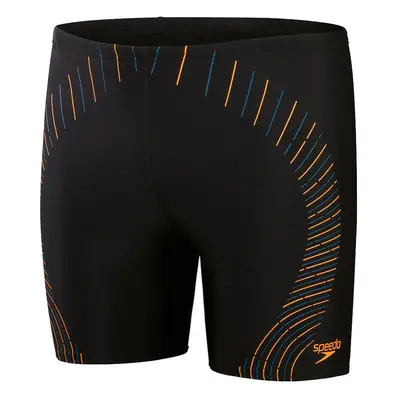 Speedo duo logo print mid jammer black/mandarin peel/dark teal xxl