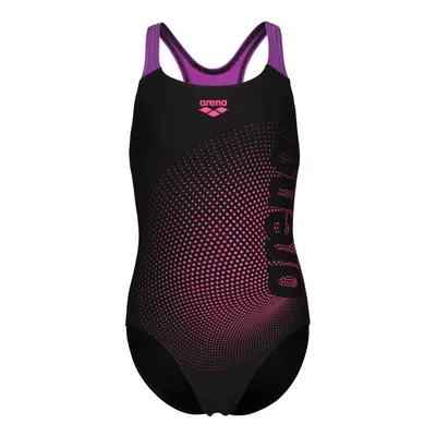 Arena feel front-lined dim light swim pro back girls black/pink 116cm