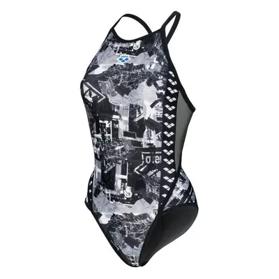 Arena icons swimsuit fast back all over multi/asphalt/black xl - uk38