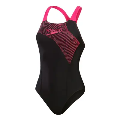 Speedo medley logo piece black/electric pink m - uk34