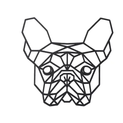 Geometrikus fakép - Francia bulldog 30 cm Szín:: Fekete