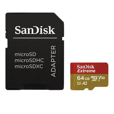 Sandisk 64GB SD micro (SDXC Class 10 UHS-I U3) Extreme memória kártya adapterrel