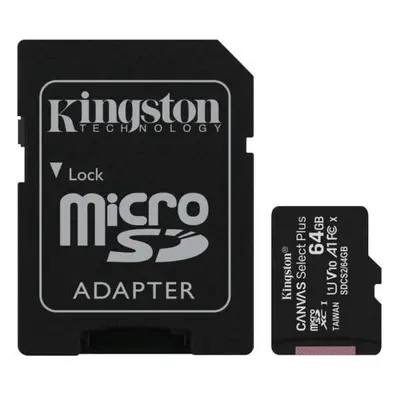 Kingston 64GB SD micro Canvas Select Plus (SDXC Class 10 A1) memória kártya