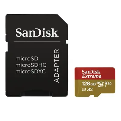 Sandisk 128GB SD micro (SDXC Class 10 UHS-I U3) Extreme memória kártya adapterrel