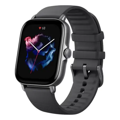 Amazfit GTS 3 Fekete Okosóra szilikon szíjjal