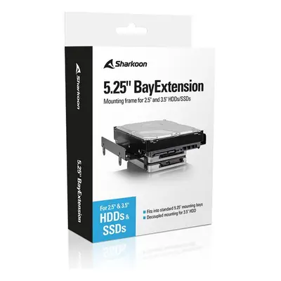 Sharkoon Beépítő Keret - 5.25 BayExtension Black (4x 2.5, vagy 1x 3.5 és 2x 2.5 HDD/SSD számára;