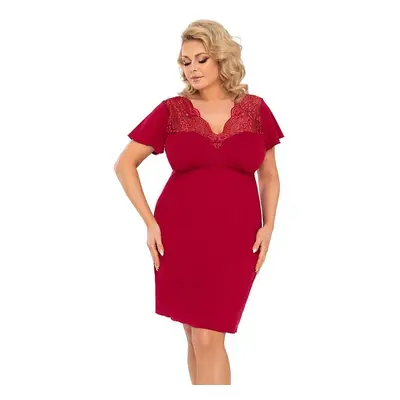 Doris plus size női hálóing, bordó, csipkés 6XL