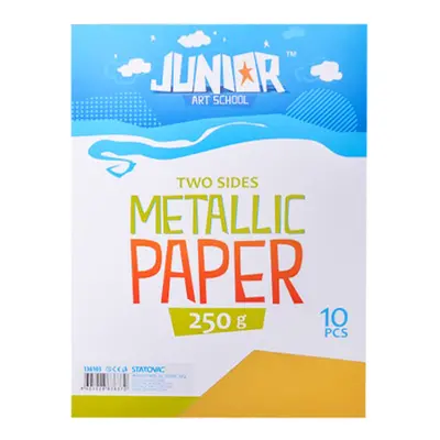 JUNIOR-ST - Dekorációs papír A4 Metallic sárga 250 g, 10 darabos készlet