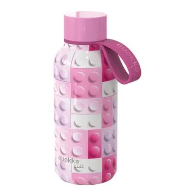 QUOKKA - KIDS Rozsdamentes acél palack / termosz PINK BRICKS hurokkal, 330ml, 40142