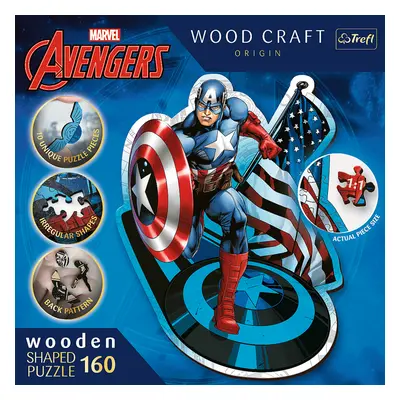 TREFL - Wooden puzzle 160 darab - Fearless Amerika Kapitány / Disney Marvel Heroes