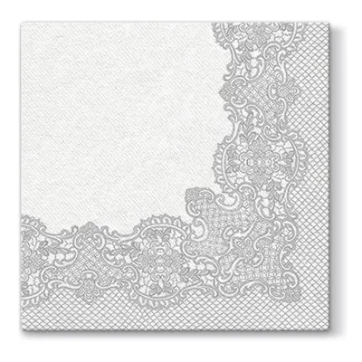 PAW - Törlőkendő AIRLAID L 40x40cm Royal Lace Silver