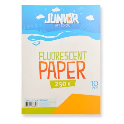 JUNIOR-ST - Dekorációs papír A4 Fluo narancssárga 250 g, 10 db-os szett