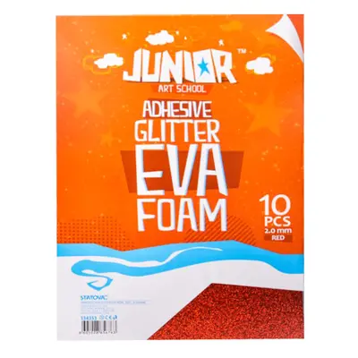 JUNIOR-ST - Dekoratív hab A4 EVA Glitter piros öntapadós 2,0 mm, készlet 10 db