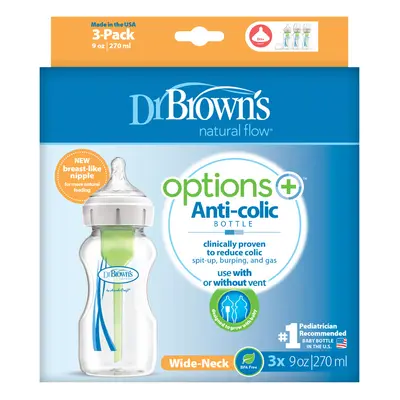 DR.BROWNS - Antikólás palack Options+ széles nyak 3x270ml műanyag (WB93600)