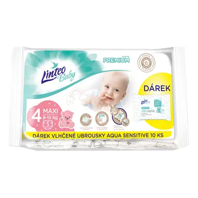 LINTEO - Baby premium Maxi jednorázové plienky (8-15kg) 5ks + darček vlhčené utierky AQUA SENSIT