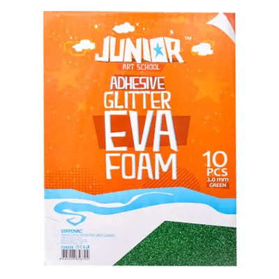 JUNIOR-ST - Dekoratív hab A4 EVA Glitter zöld öntapadós 2.0 mm, készlet 10 db