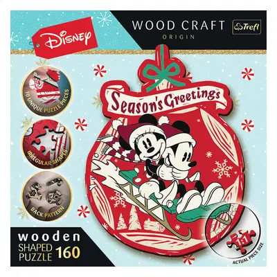 TREFL - Wooden puzzle 160 darab - Mickey és Minnie karácsonyi kalandja / Disney