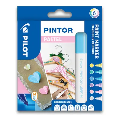 PILOT - Dekoratív filctoll "Pintor Pastel", 6 darabos készlet, M-es hegye