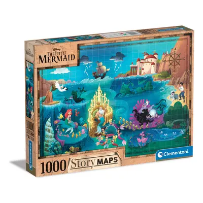 CLEMENTONI - Puzzle 1000 alkatrészek Disney térkép – A kis hableány