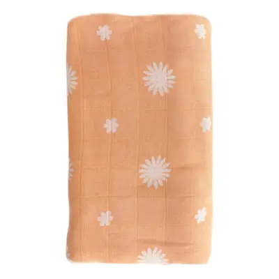 O.B. DESIGNS - Muszlin pelenka 120x120, Peach / Daisy Print